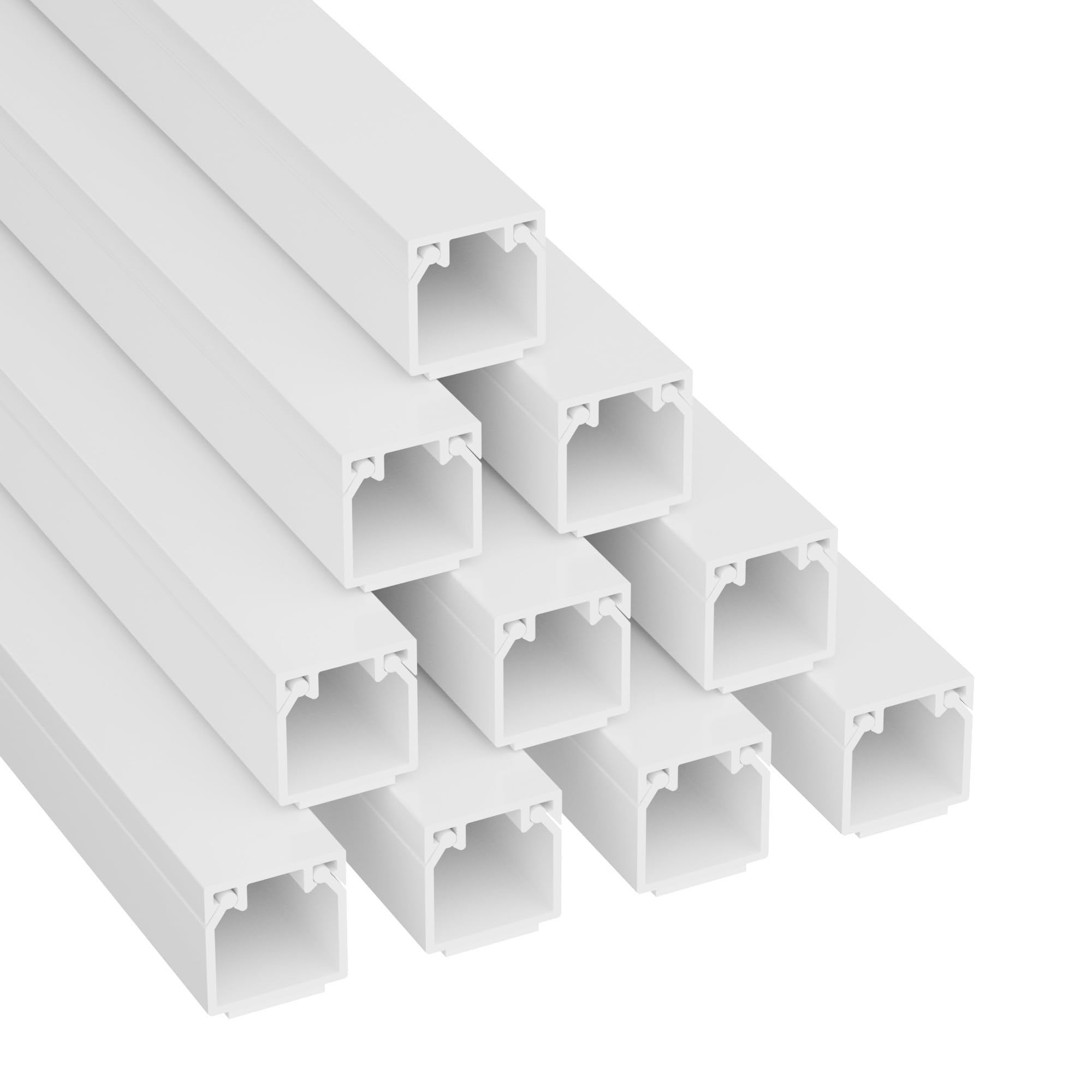 D-Line Square Box Cable Trunking, Self-Adhesive Cable Hider, Cable Management to Hide Single Cables - 10 x 16mm (W) x 16mm (H) - 1 Meter Lengths (10-Meter Multipack) - White