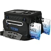 Titan by Arctic Zone Collapsible Cooler with Ice Pack &amp; Bottle Opener, Insulated Bag with Shoulder Strap &amp; Leak Proof Lining for Beach, Travel, &amp; Camping
