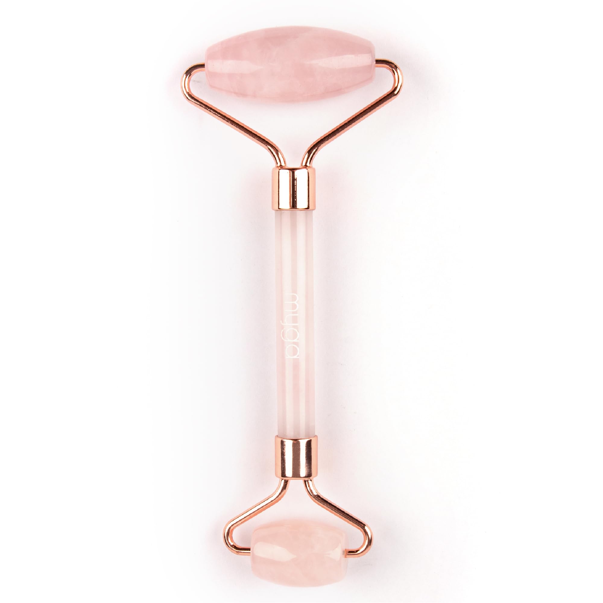 Myga Rose Quartz Facial Roller - Slimming Skin Care Tool for Anti-Aging Anti-Wrinkle - 100% Natural Face and Neck Toning Massager