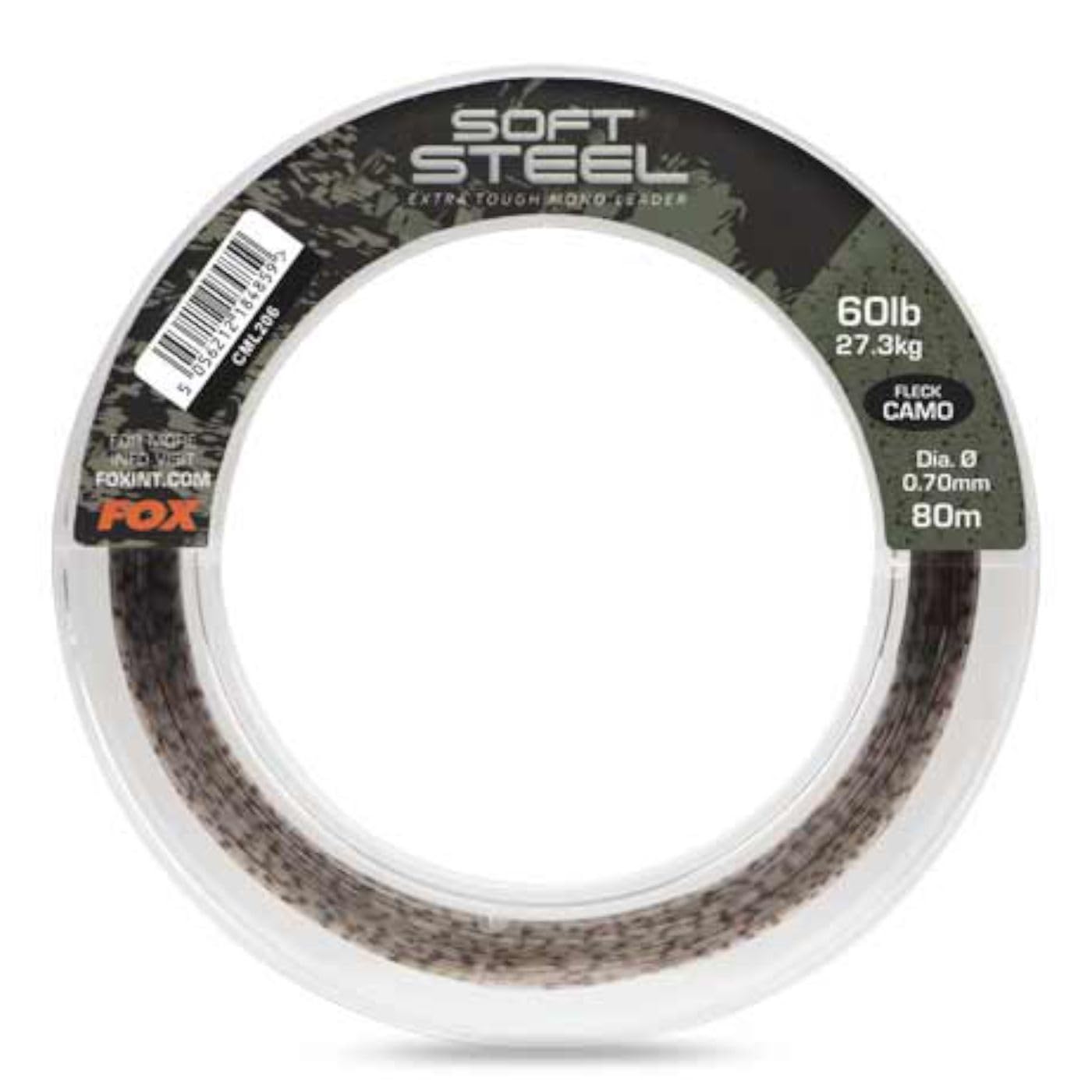 Fox Soft Steel Fleck Camo Leader 60 lb (27.3 kg) 0.70 mm - 80 m Leader, Leader Line, Leader Material, Carp Line