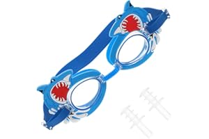 PHENOFICE Swim Goggles Anti-fog Waterproof Cartoon Shark Swimming Glasses with Ear Protection
