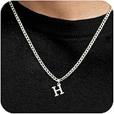 JIKASI Initial A-Z Letter Pendant Necklace for Men 18K Gold Plated Capital Initial Necklace Cuban Link Chain 4mm 20 Inch Jewelry Gift
