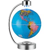 Ray-Velocity 8" Magnetic Levitating Floating Globe with Touch Control LED | Mag Lev Earth Globe, Rotating Levitation Spinning Globes for Adults Decorative Ornaments, Business, Holiday Gifts Blue