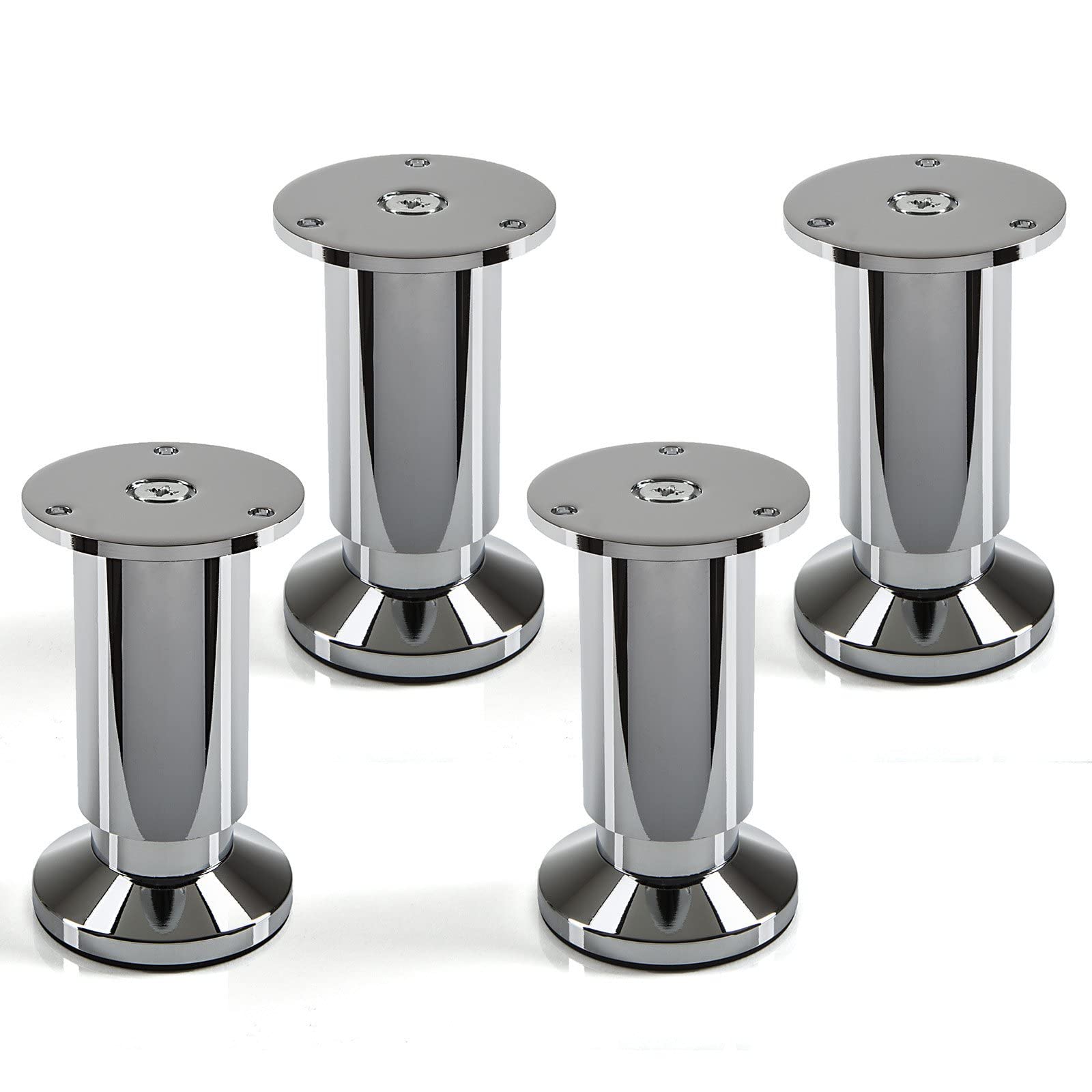 Set of 4 SO-TECH® Furniture Legs "Alpha" Adjustable Height Chrome Polished Loading Capacity up to 250 kg Height 100 mm