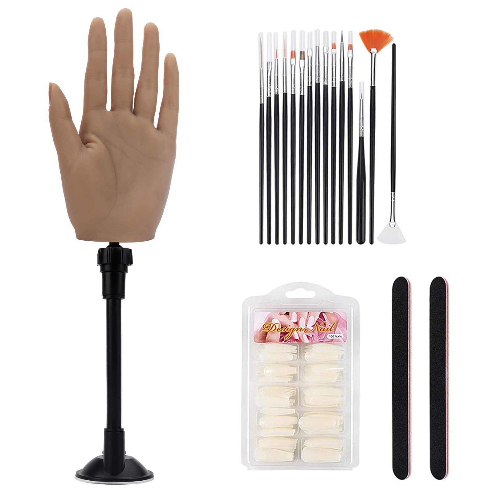 Photo 1 of LIONVISON Silicone Practice Hand for Acrylic Nails with Bracket,Realistic Nail Practice Hand Stand, Flexible Bendable Nail Training Mannequin Hand for Nails Practice Nail Art Tools ( Left Hand )