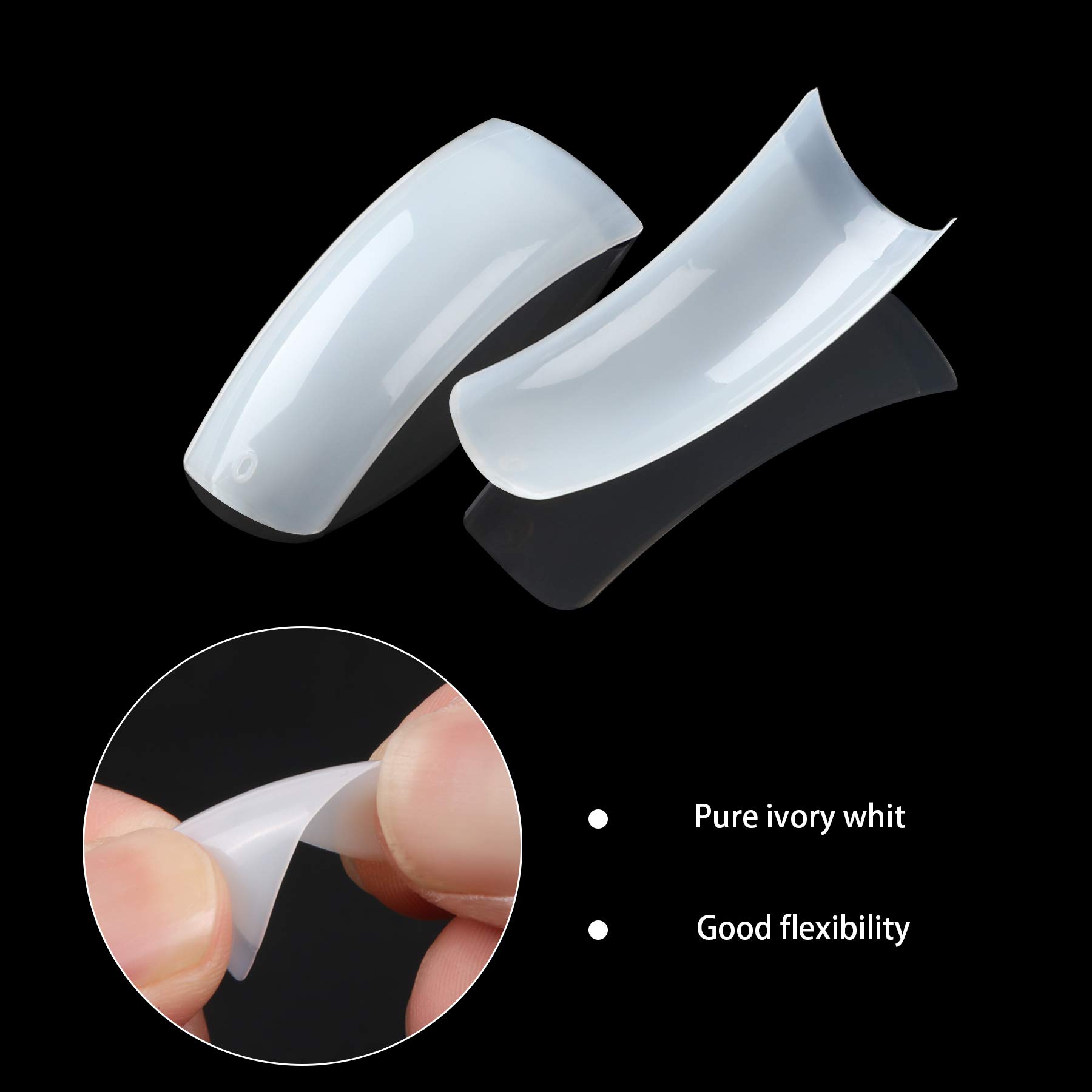 1000PCS Nail Tips Acrylic Nails 10 sizes Artificial Half Cover False Flake Nail Tips for Nail Salon Nail Shop DIY Nail Art Ballerina Nails (French Fake Nail Extension Tips) - Image 4