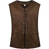 Kranchungel Pirate Vest Mens Costume: Renaissance Costume Men Medieval Viking Gothic Steampunk Vest Outfit for Themed Parties