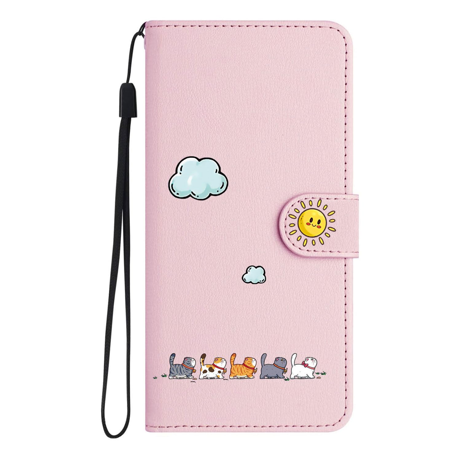 FALUWONRU Case for Xiaomi Redmi Note 13 Pro 5G,Colorful Lovely Cats Leather Flip Phone Case Wallet Cover with Creative Magnetic Protective Shockproof TPU Shell,Kickstand,Card Slots - Pink