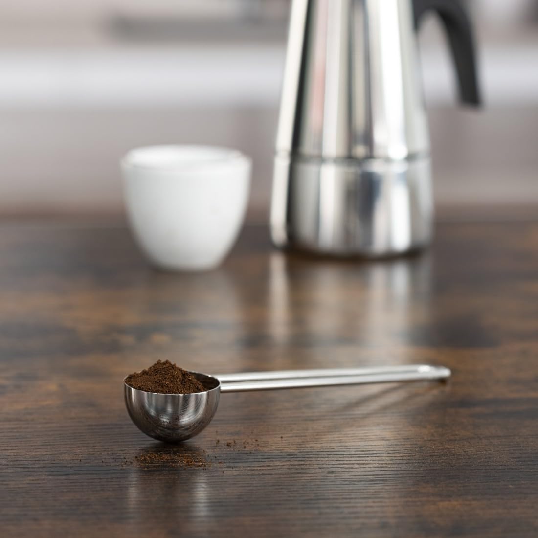 Xavax Kaffeelöffel Edelstahl rostfrei (Kaffeemesslöffel lang 16,8 cm, Dosierlöffel für 6 g oder 15 ml Kaffee, Matcha, Tee, Kakao, Backzutaten, einfache Dosierung, Kaffeemaßlöffel zum Aufhängen) silber 6