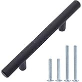 Amazon Basics Euro Bar Cabinet Handles, Drawer Pulls, 5.38-inch Length, 3-inch Hole Center, 1/2-inch Diameter, Matte Black, 1