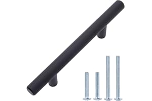 �鶹�� Basics Euro Bar Cabinet Handle (1.27 cms Diameter), 13.66 cms Length (3 in Hole Center), Flat Black, Pack of 10, AB150