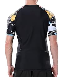 Mens Rash Guard Swim Shirts Short Sleeve UV Sun