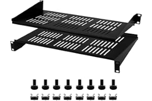Moocci 19" 1U Server Rack Shelf 2 Pack - Universal Vented Network Rack Mount Shelf for Server Rack & Cabinet - Rackmount Shel