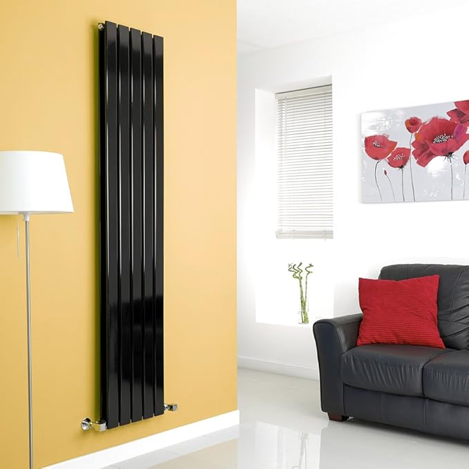 Milano Alpha HighGloss Black Vertical Double Designer Radiator