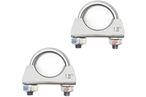 CAROTUPY 304 Stainless Steel 1.25 Inch Exhaust Clamp U-Bolts 1.25 In Wide Pipe Clamps, Heavy-Duty Exhaust hanger Muffler Clamp, Pack of 2