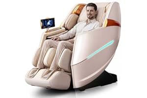 HealthRelife 4D Massage Chair Full Body Zero Gravity Recliner - 55“ SL-Track,20 Auto Modes,11 Massage Technique,40 Airbags Massage,with Yoga Stretch,APP Control,Negative Oxygen lons（Beige）