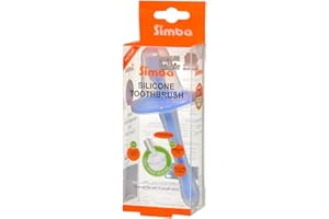Simba Soft Bristle Silicone Baby Toothbrush with Milk Residue/Fur Scrubber. (Blue)