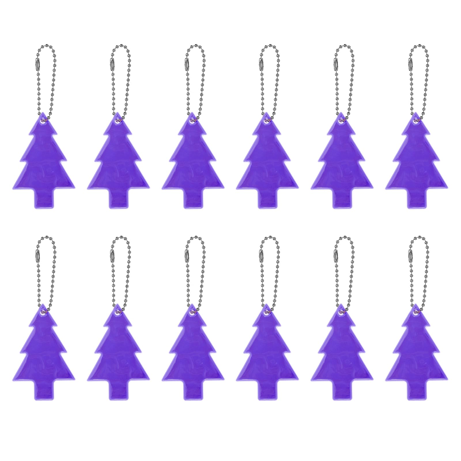 PATIKIL Reflective Keychain Tags, 12 Pack Reflective Pendant PVC High Visibility Reflector Key Ring Safety Reflector for Backpack Cycling Walking, Purple