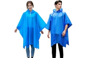 2 Pack Adult Rain Ponchos Heavy Duty Reusable EVA Waterproof Cape with Drawstring Hood for Men Women
