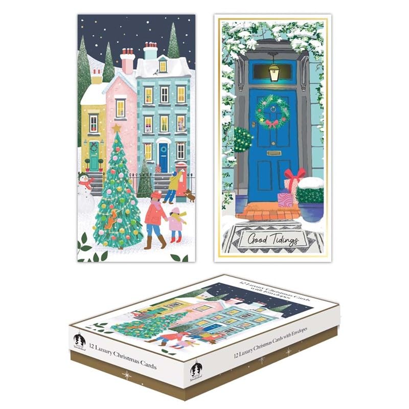Tallon Festive Wonderland XCA0220 Luxury Slim Christmas Xmas Cards, Box of 12, Contemporary
