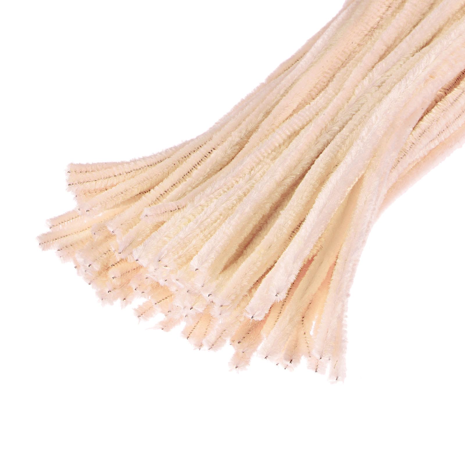 YOKIVE 100 Pcs Pipe Cleaners, Chenille Stems Decoration, Great for DIY Art Craft Supplies (6mm 12 Inch Beige)