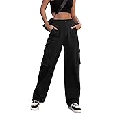 ZMPSIISA Women High Waisted Cargo Pants Wide Leg Casual Pants 6 Pockets Combat Military Trousers