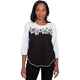 Alfred Dunner Women's Wild at Heart Spliced Floral Yoke Top, Small