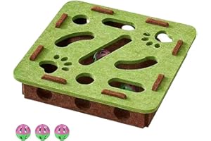 Enioem Interactive Cat Toy Puzzle Toys for Indoor Cats Felt Maze Box Kittern Toys Pet Cat Games Self Play Fun Exercise Hide Seek Moving Cat Toy for Bored Cats Encourages Hunting Instincts