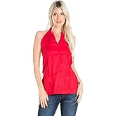 Mojito Women's Linen Blend Guayabera Halter Top – Button Down, Lightweight & Sexy Fit