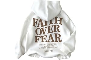 RoseSeek Girl's Letter Graphic Hoodies Long Sleeve Faith Over Fear Hoodies Sweatshirts Pullovers Trendy