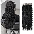 Aguacor Wavy Dreadlocks Synthetic Dreadlock Extensions with Curly Ends 20inches 10 Strands Thin Wavy Soft Black SE Dreadlock Extensions (Curly 10 Strands, #1B)