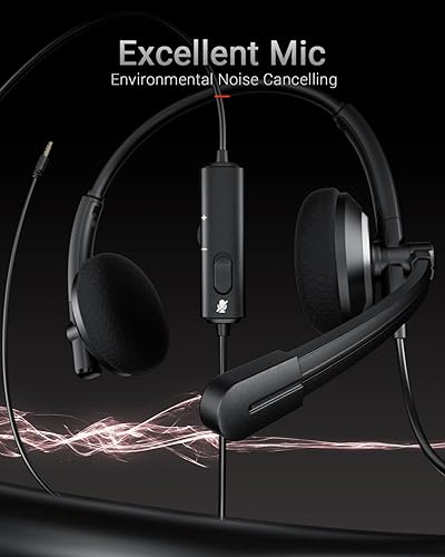 Wired Headset with Microphone for PC Laptop Jack On Ear