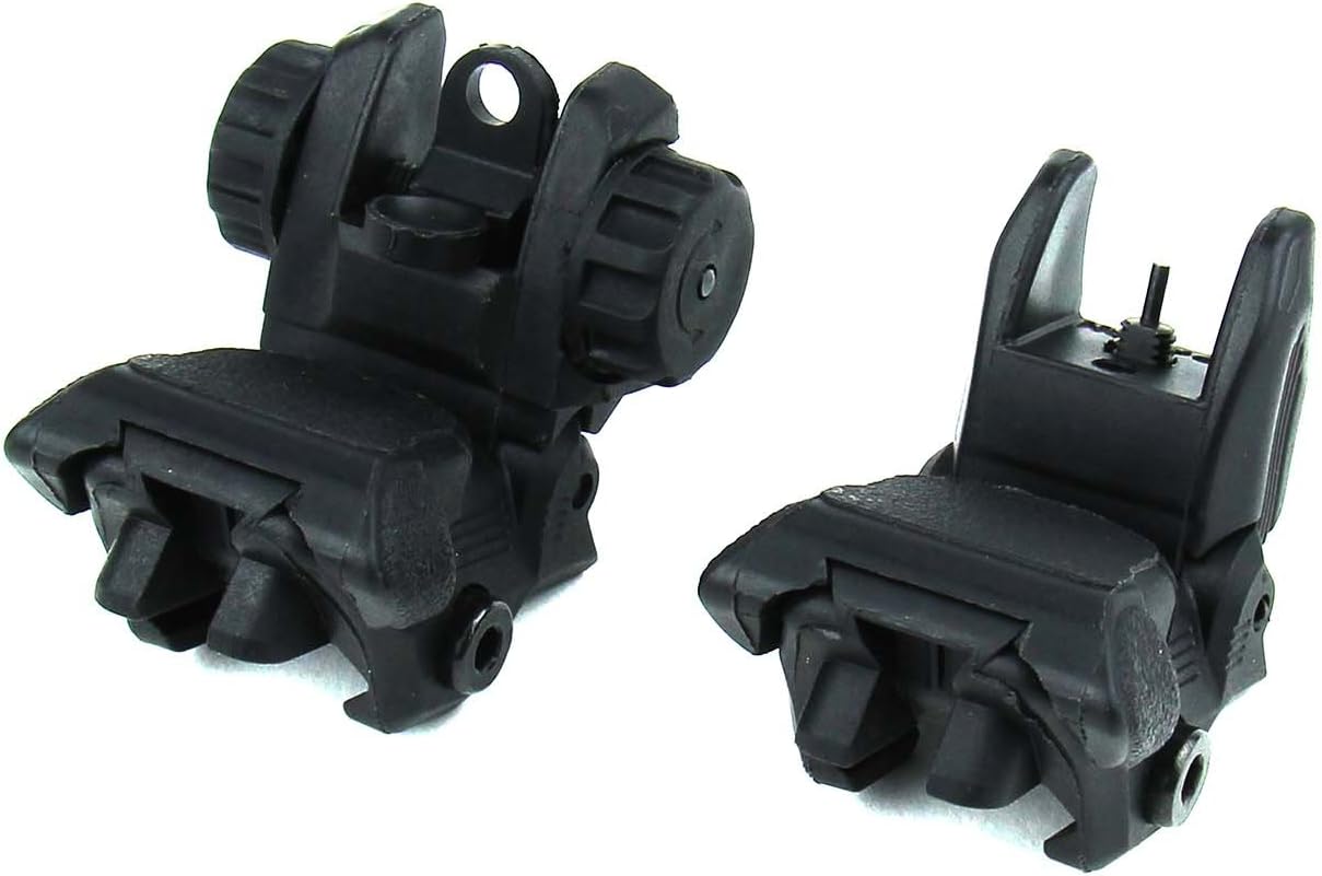 TacFireLow Profile Polymer Flip-Up Front & Rear Sights With Dual Aperture,Black