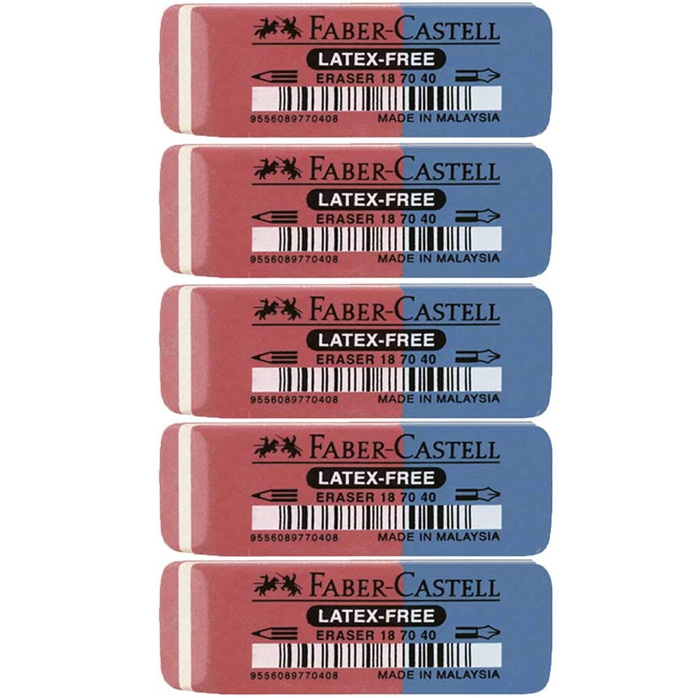 Faber-Castell 187040 ? Eraser Latex Ink/Lead, 7070-40 (Pack of 5)