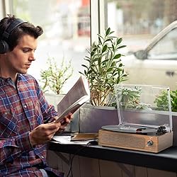 Retro Record Player for Vinyl with Speakers Vintage