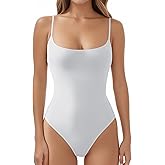 Veugol Women Spaghetti Strap Square Neck Bodysuit Backless Camisoles Halter Body Suits Tank Top Tummy Control Shapewear