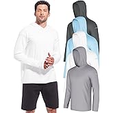 CL convallaria 4 Pack Men's Sun Hoodie UPF 50+ Long Sleeve Fishing Shits UV Protection Hiking Top Rash Guard Lightweight