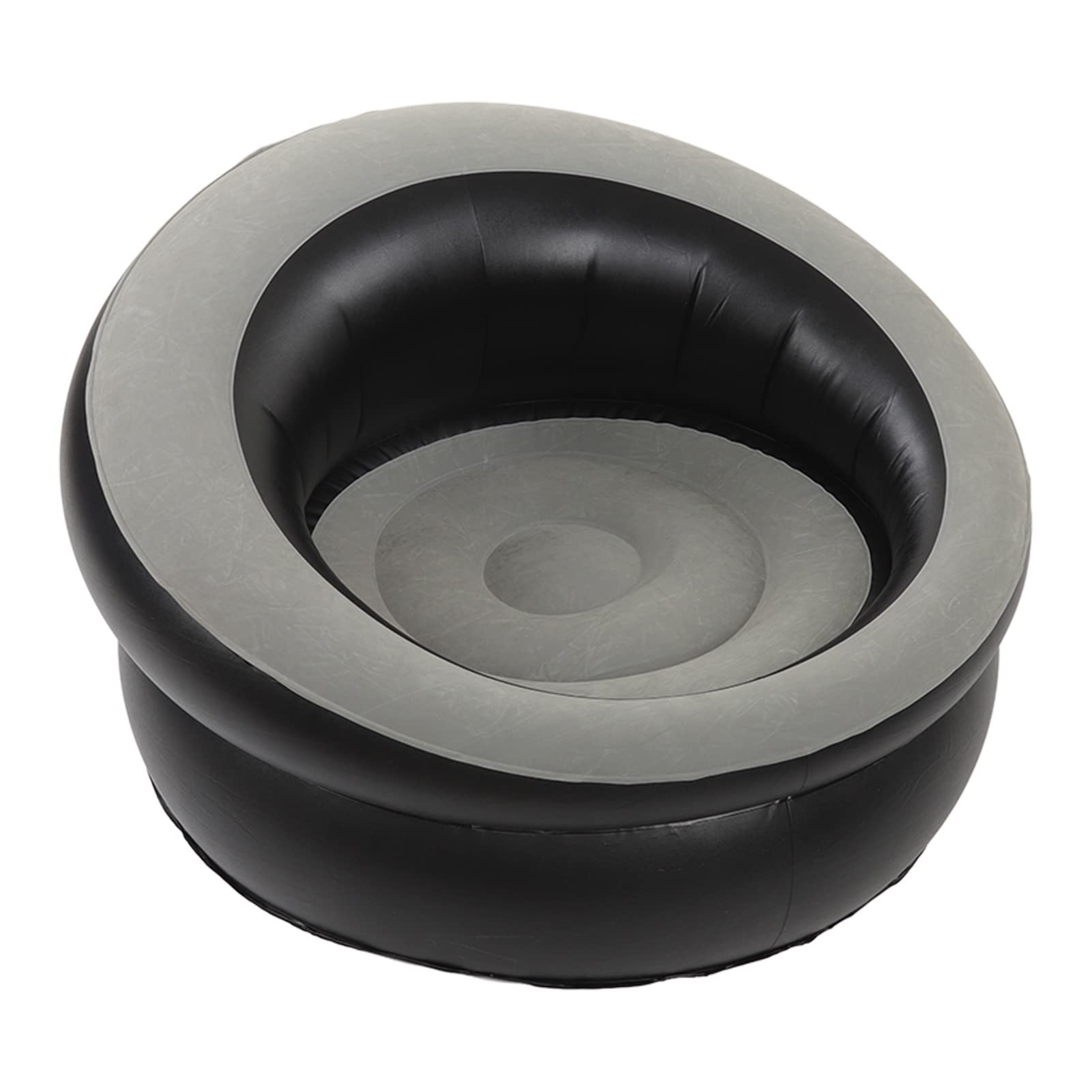 Inflatable Chair, Ergonomic Blow Up Couch Air Lazy Sofa Fast Inflation and Leakage Free, Flocking Surface Inflatable Lounge Chair for Indoor and Outdoor Balcony, Backyard, Camping (Grey)