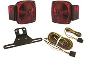 Blue Dog Marine Submersible Trailer Tail Light Kit – LED Stop Turn Brake Lights, License Plate Bracket, 25' Y Wire Harness, 4