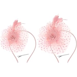 WHAVEL Fascinators Hats for Women & Girls Pink Tea Party Hats for Wedding | Fascinators Hats for Women Tea Party Feather Pear