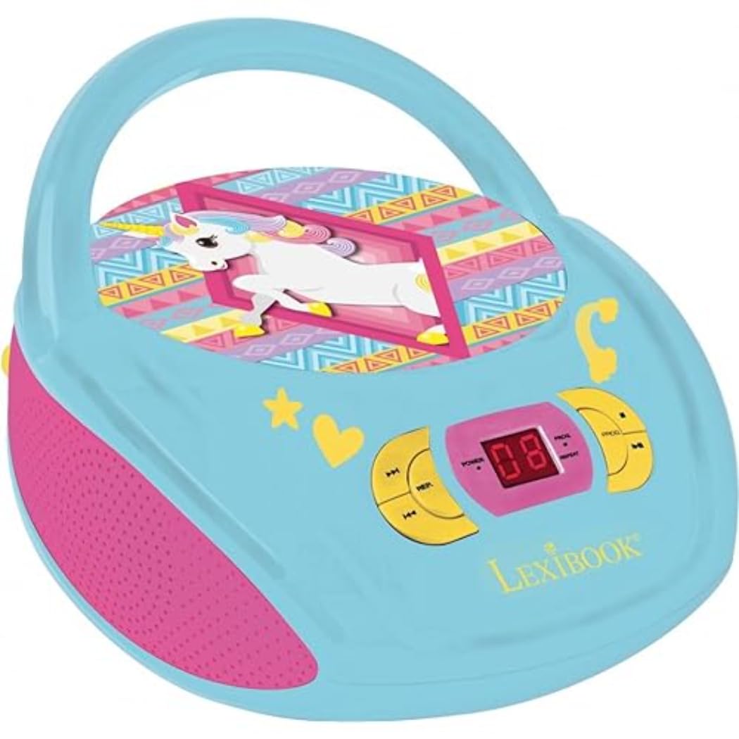 Lexibook, Unicorn, Radio CD player, AUX-IN jack, USB port, AC or battery-operated, Blue/Pink, RCD108UNI