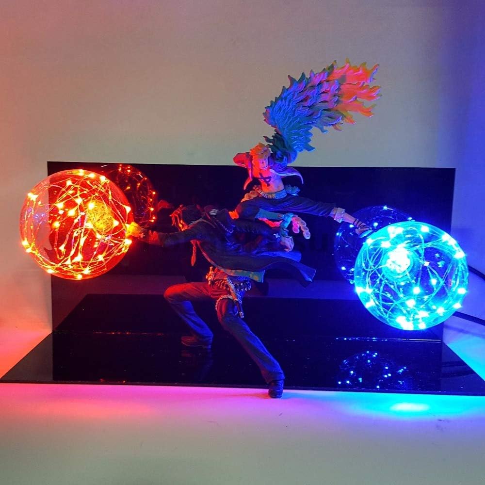One Piece Marco Ace Action Figure Led Table Lamp Model Toy One Piece Anime Marco Ace Team Cooperation DIY Set Toys For Boys