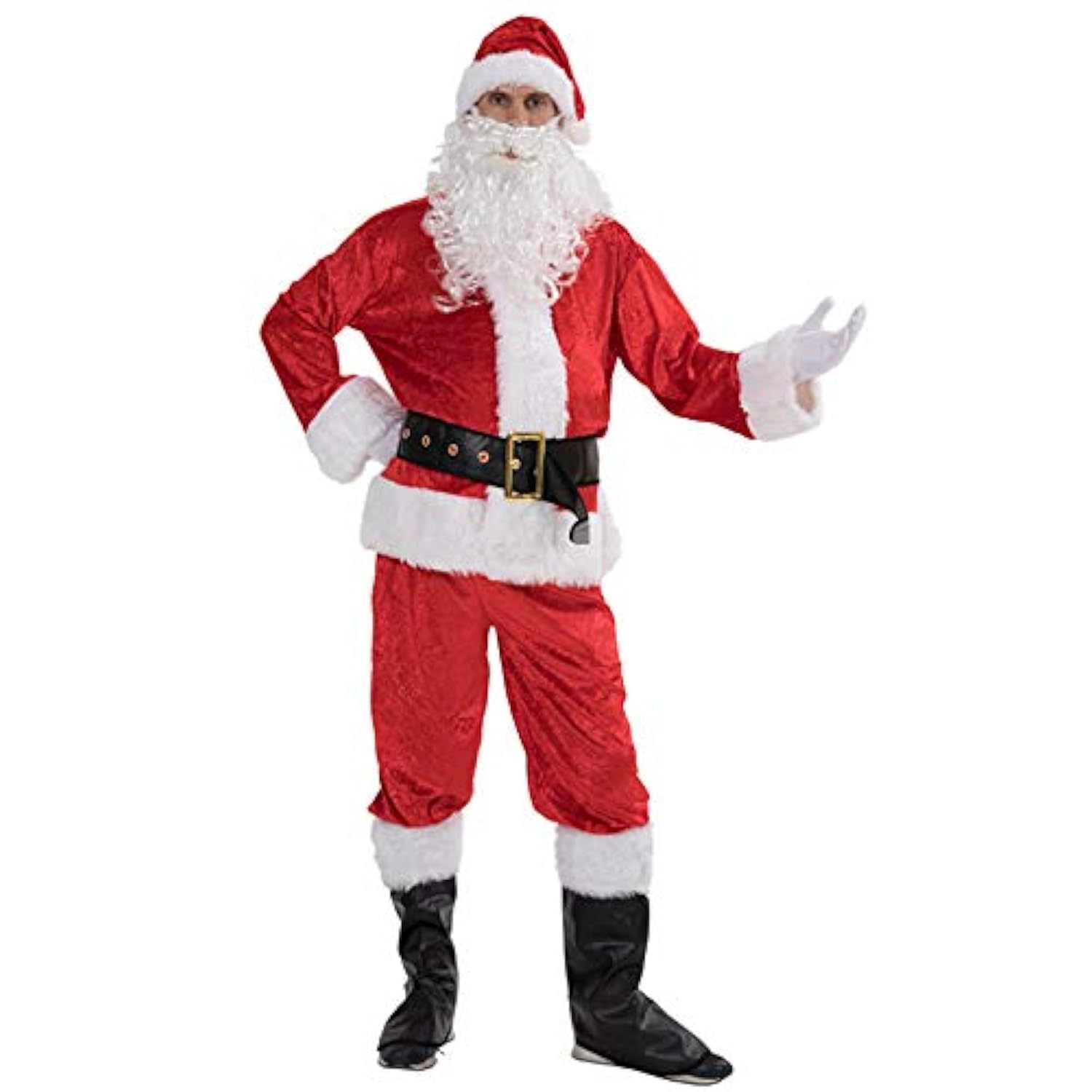 Qianderer Santa Costume Adult Men, Luxury Santa Suit Adults, Santa Fancy Dress Christmas Outfit Men, Santa Claus Costume For Men (White, XL)