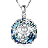 SHINYKEND 925 Sterling Silver Elephant Necklace for Women, Elephant Crystal Pendant Cute Animal Necklace Valentine's Day Birthday Mother's day Jewelry Gifts for Her Mom Girlfriend 18+2"