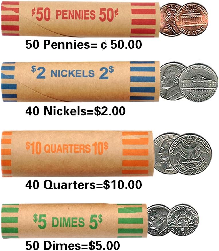 Quarters, 40 Packaging Tube, Paper Wrappers Coin 72 50 (72pcs) Paper
