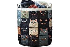 Quilted Laundry Basket Boho Fabric Floral Storage Hamper Quilted Baskets with Handle for Nursery Bedroom Laundry Room Clothes
