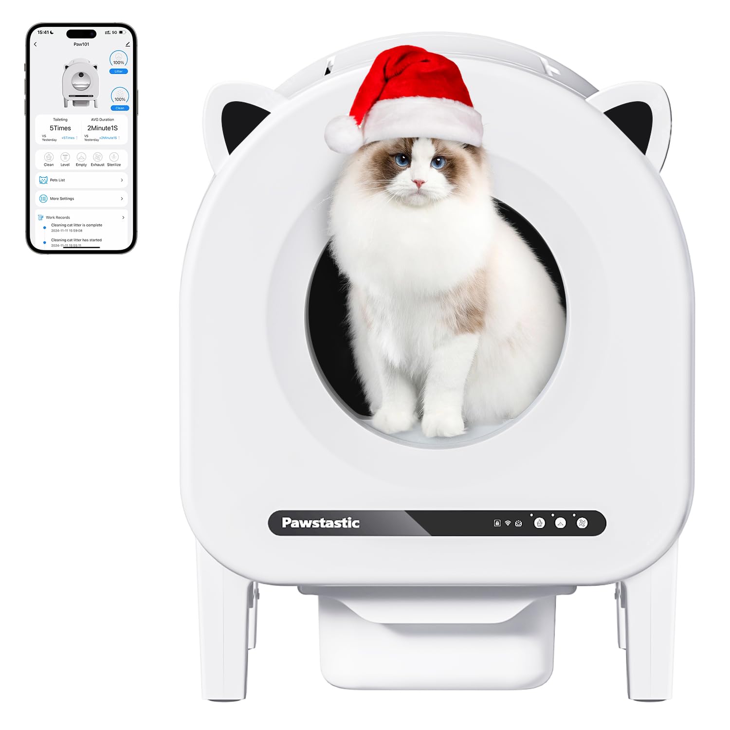 Photo 1 of **PARTS ONLY**Self Cleaning Litter Box, 68 L Automatic Cat Litter Box for Multiple Cats, Robot with Dual Safety Protection, APP Control, Odor Removal Smart Litter Boxes, 2 Roll Trash Bags