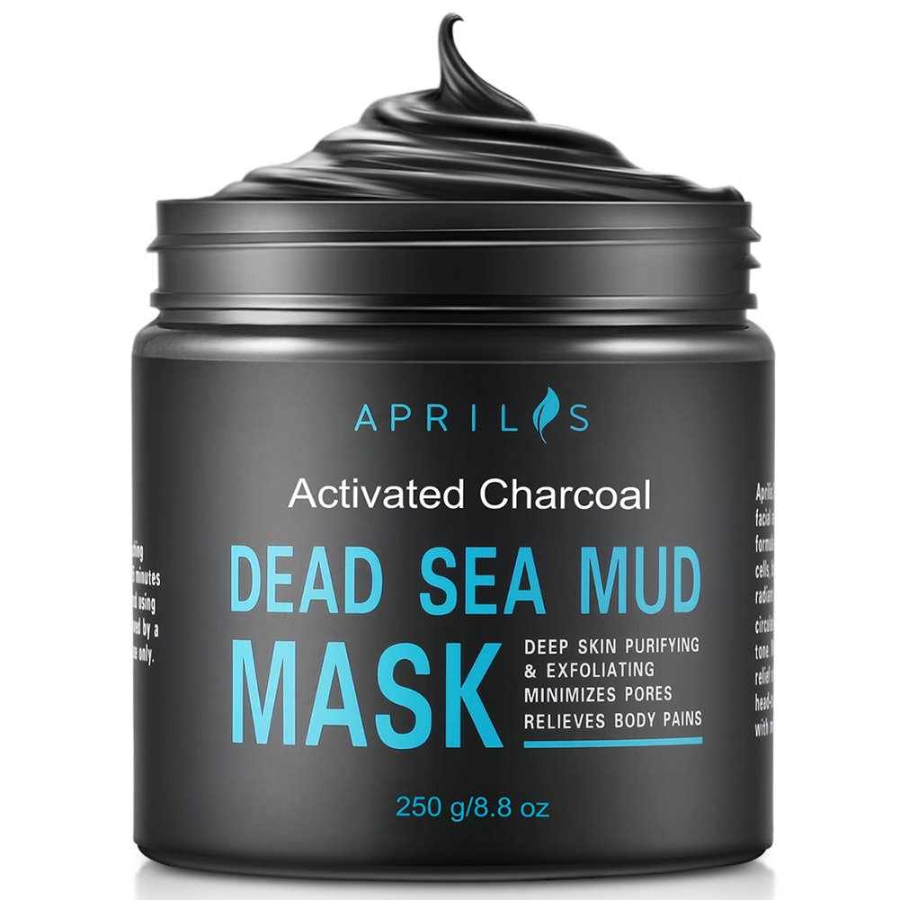 Dead Sea Mud Mask with Activated Charcoal, Deep Cleansing Clay Face Mask for Reduction in Pores, Spots, Blackheads & Acne, Rejuvenated to Smooth & Moisturizing Face, 8.8 fl.oz.