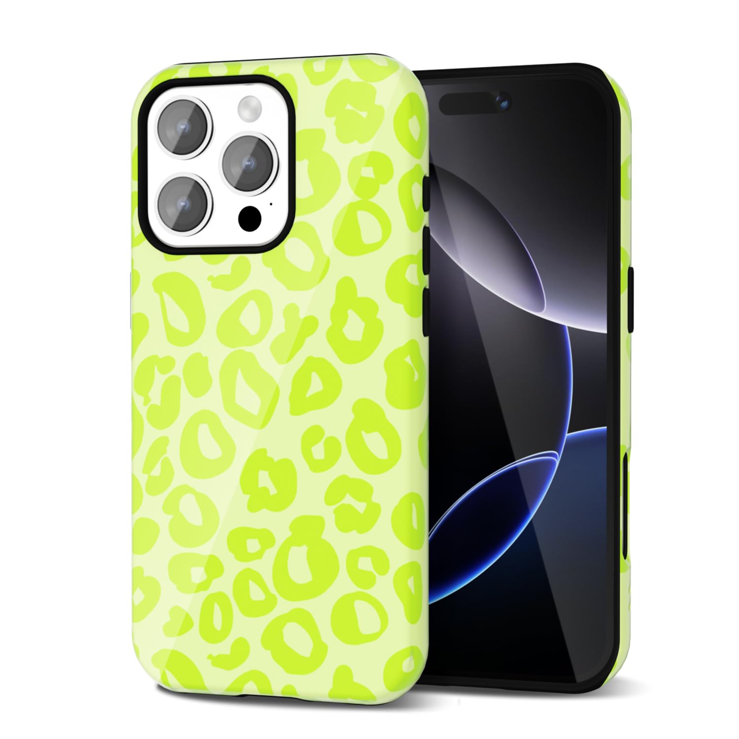 Svanove Cheetah Print Phone Case for iPhone 16 Pro Max Case Girly, Cute Leopard Case for Women, Luxury Trendy Retro Cool Animal Print Design, Aesthetic Pattern Y2k Hard Shell Plastic Cover, Neon Green
