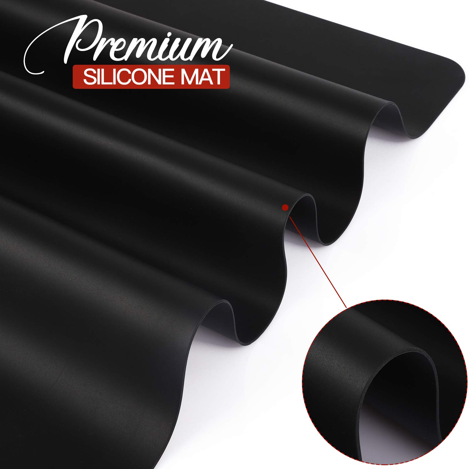 LEOBRO Silicone Mat, 23.4” x 15.6” Black Silicone Mats for Crafts, Resin Molds, Play Dough Mat, for Resin, Clay, Paint, Arts and Crafts, 1 MM Thick